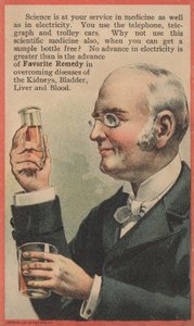Pubblicità per Favorite Remedy, trattamento per malattie dei reni, della vescica, del fegato e del sangue da American School